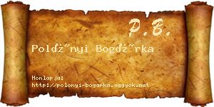 Polónyi Bogárka névjegykártya